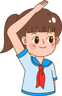 手绘敬礼女孩可爱童趣风插画