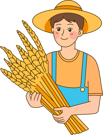 怀抱丰收小麦的农民商用素材