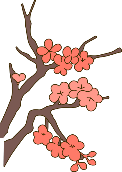 简约风格的梅花枝手绘插图