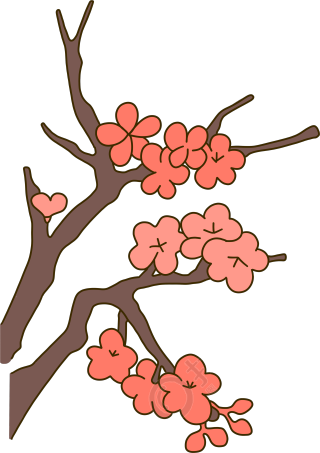 简约风格的梅花枝手绘插图