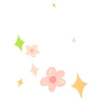 手绘粉色小花彩色星星可爱风装饰插画