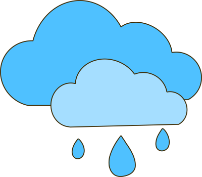 蓝灰色乌云和小雨滴手绘插画