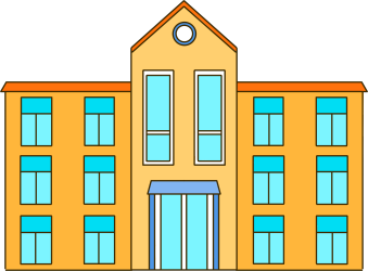 粗线条手绘学校教学楼插画