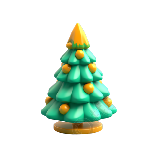 黏土手工制作圣诞松树3D图标元素