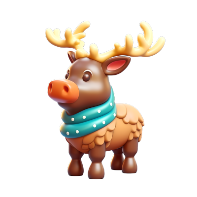 圣诞元素3D土棕色麋鹿素材