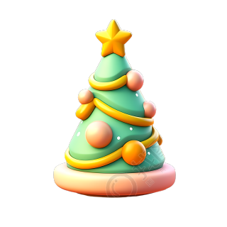 可爱3D圣诞松树PNG图形素材