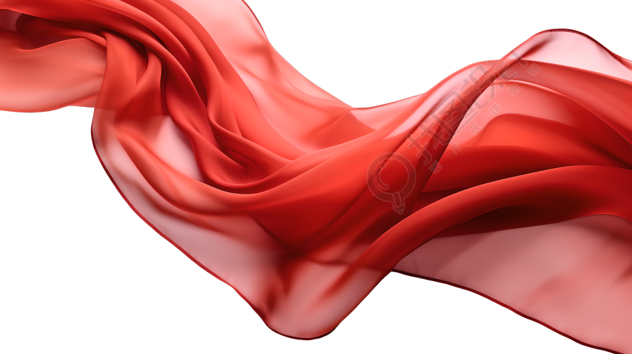 创意设计飘扬的红丝绸PNG素材