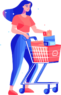 可商用女性推购物车购买礼品素材