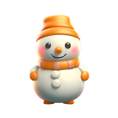 3D立体带围巾的小雪人商用素材