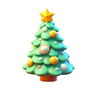 糖霜圣诞松树3D图标插图
