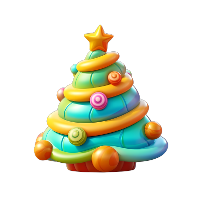 可爱软泥材质的3D圣诞松树插图