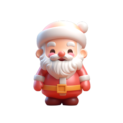 可爱明亮的圣诞老人3D图标商用素材