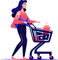 白色背景女性购物PNG插图