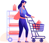 购物车购买礼品平面向量创意插画