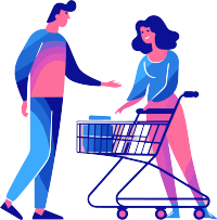 简易矢量插图女性推购物车购买礼品素材