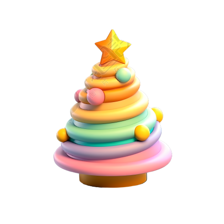 彩色系圣诞松树温馨圣诞氛围素材