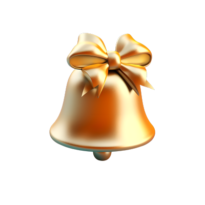 金黄色铃铛圣诞元素3D图标插画