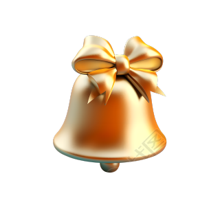 金黄色铃铛圣诞元素3D图标插画