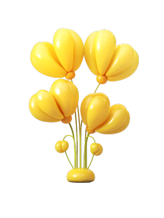 可商用黄色气球花PNG元素