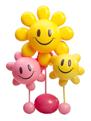 黄色粉色气球花PNG元素