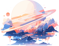 科幻星球2D极简商业插画