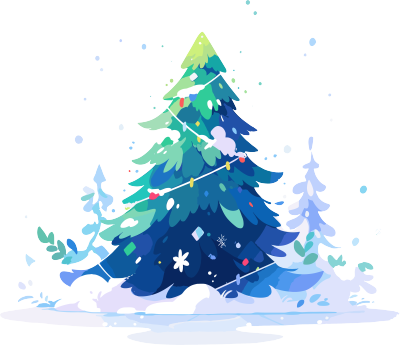 圣诞树白色背景平面插画