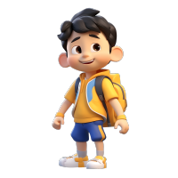 高清透明背景运动装的学生插画