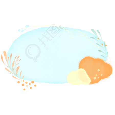 手绘浅蓝色展示框PNG插画