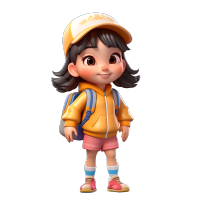 卡通风格小学生3D插画设计素材