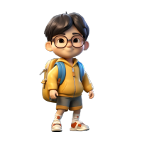 卡通风格可爱中国学生PNG图形素材