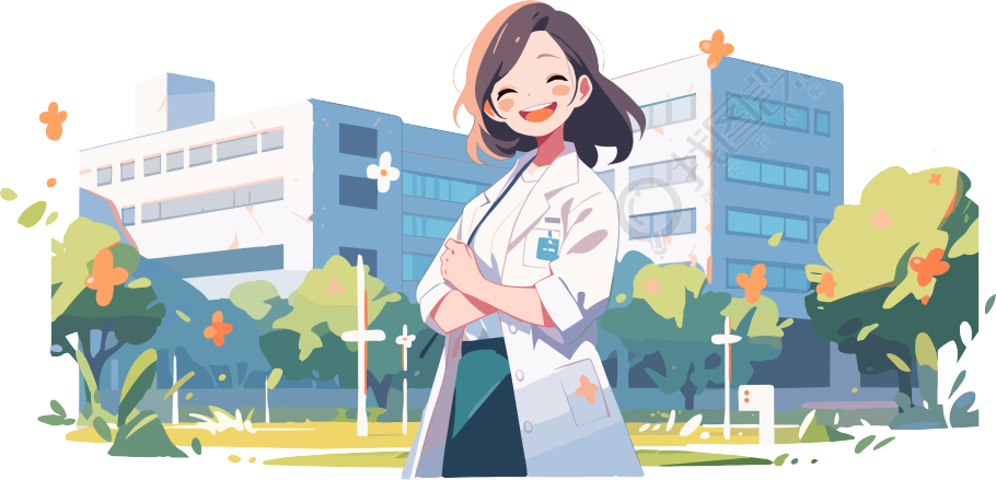 医学主题设计女医生微笑插图
