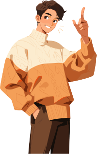 透明背景冬季穿搭男生PNG插画