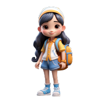 可爱中国女学生PNG插图