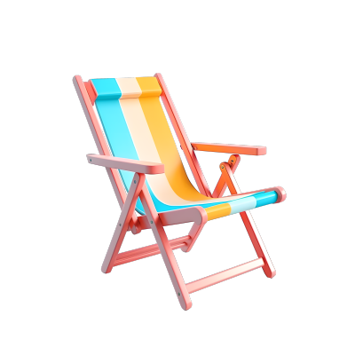 夏日鲜艳色彩的海滩折叠椅插图