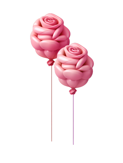 透明背景鲜艳玫瑰花充气气球素材