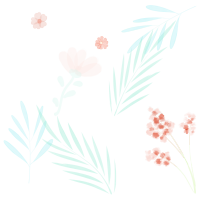 一支粉色小花简约树叶水彩元素