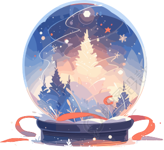 圣诞水晶球白底鲜艳色彩平面插画