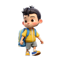 可爱中国学生3D立体图形素材