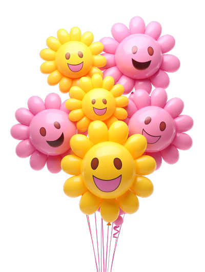 可爱笑脸气球花商用素材