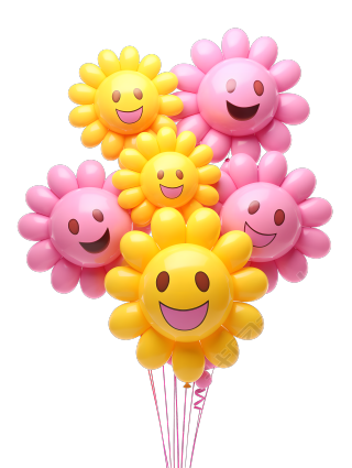 可爱笑脸气球花商用素材