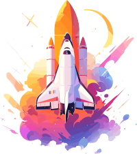 明亮的2D太空火箭元素