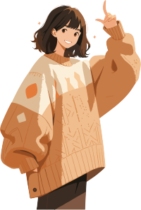 穿毛衣的短发女孩时尚插画设计