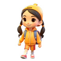 中国学生可爱小女孩PNG图形素材