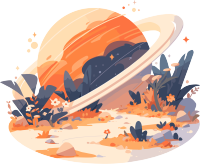 橙色行星商业插画设计元素