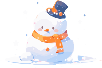 圣诞元素白色背景小雪人插画