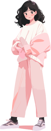 粉嫩冬季套装的女生PNG图形素材