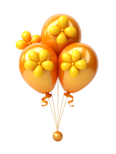 亮黄色气球花透明背景图形素材