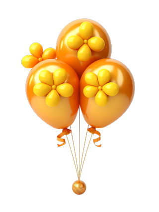 亮黄色气球花透明背景图形素材