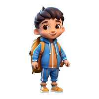 透明背景可爱中国学生PNG图形素材