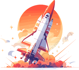 橙白色火箭创意平面插画